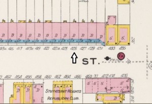 1908 Sanborn Fire Insurance Map, showing 425 Halsey St.