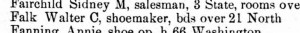 In Auburn, NY, Falk noted in the local directory that he was a "shoemaker."
