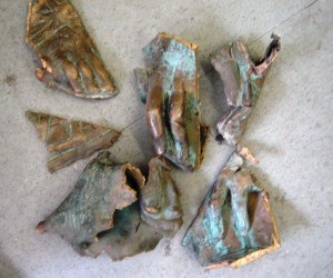 Some of the pieces of the statue.