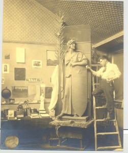James Novelli, the statue's sculpture, at work in his studio.