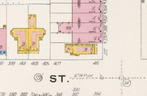 The previous house located on the lot was coming down. (1908 Sanborn Fire Insurance Map)