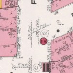 Fire Insurance map indicating the location of Milkman's Millinery House at 442 & 444 Fulton Street.