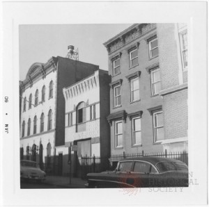 82nd Precinct station house (left) where Mrs. Lund was brought after being arrested.