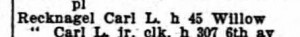 1899 Brooklyn Directory showed that Recknagel lived at least another 7 years.