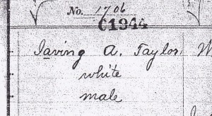 Irving A. Taylor's birth certificate