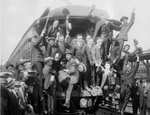 Troop train loaded with new recruits for "Yaphank."