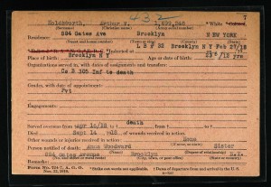 Holdsworth's military abstract, detailing his unit information and the date he died in action.