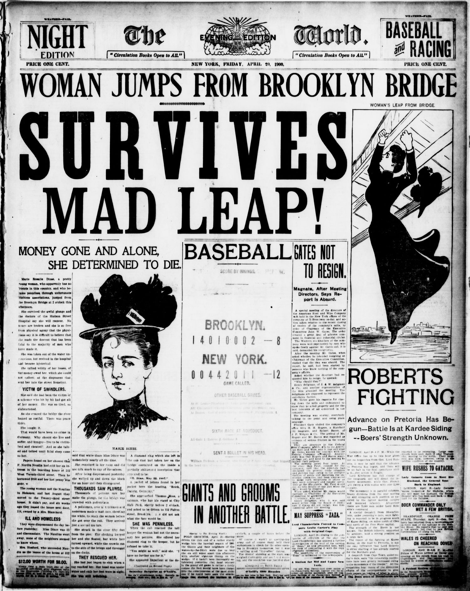 WOMAN SURVIVES B’KLYN BRIDGE JUMP! (1900) The Brownstone Detectives