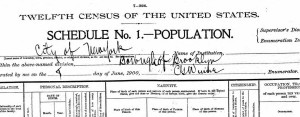 Title page of a sheet from the "Twelfth Census of the United States" - 1900.