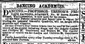 One of Prof. Trenor's many Dance Academy advertisements. Bklyn Daily Eacle.