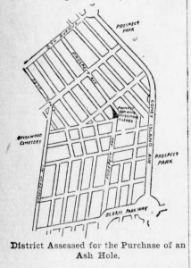 Map shwing the triangular plot which would become the ash hole's new home. (Bklyn Daily Eagle, 7 March 1903)