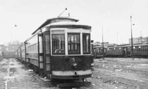 A car from the St. Johns Place Streetcar line.