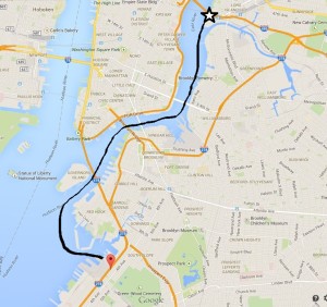 James Fallon's trek from Hunter's Point to Red Hook - with a bullet in his head.