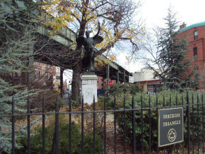 The "Angel of Victory & Peace" memorial at Freedom Triangle where Anthony Pentola's name is inscribed to this day.