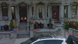 A pair of the original urns along this row of prospect Park Southwest houses - alongside the pedestals which had held urns but were destroyed in 1914.