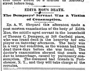 Results of the post mortem published (Bklyn Daily Eagle, Mon., 28 August 1893).
