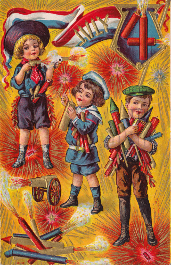 Postcards of the time celebrating the fourth revealed a public laxity towards children and fireworks.