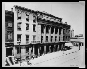 Mrs. Lamb's boarding house, No. 204 Washington St., sits at the end of this row of buildings.