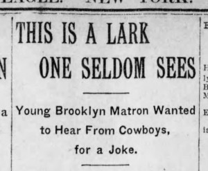 "A Lark One Seldom Sees" (Brooklyn Daily Eagle, Thurs., 11 April 1912).