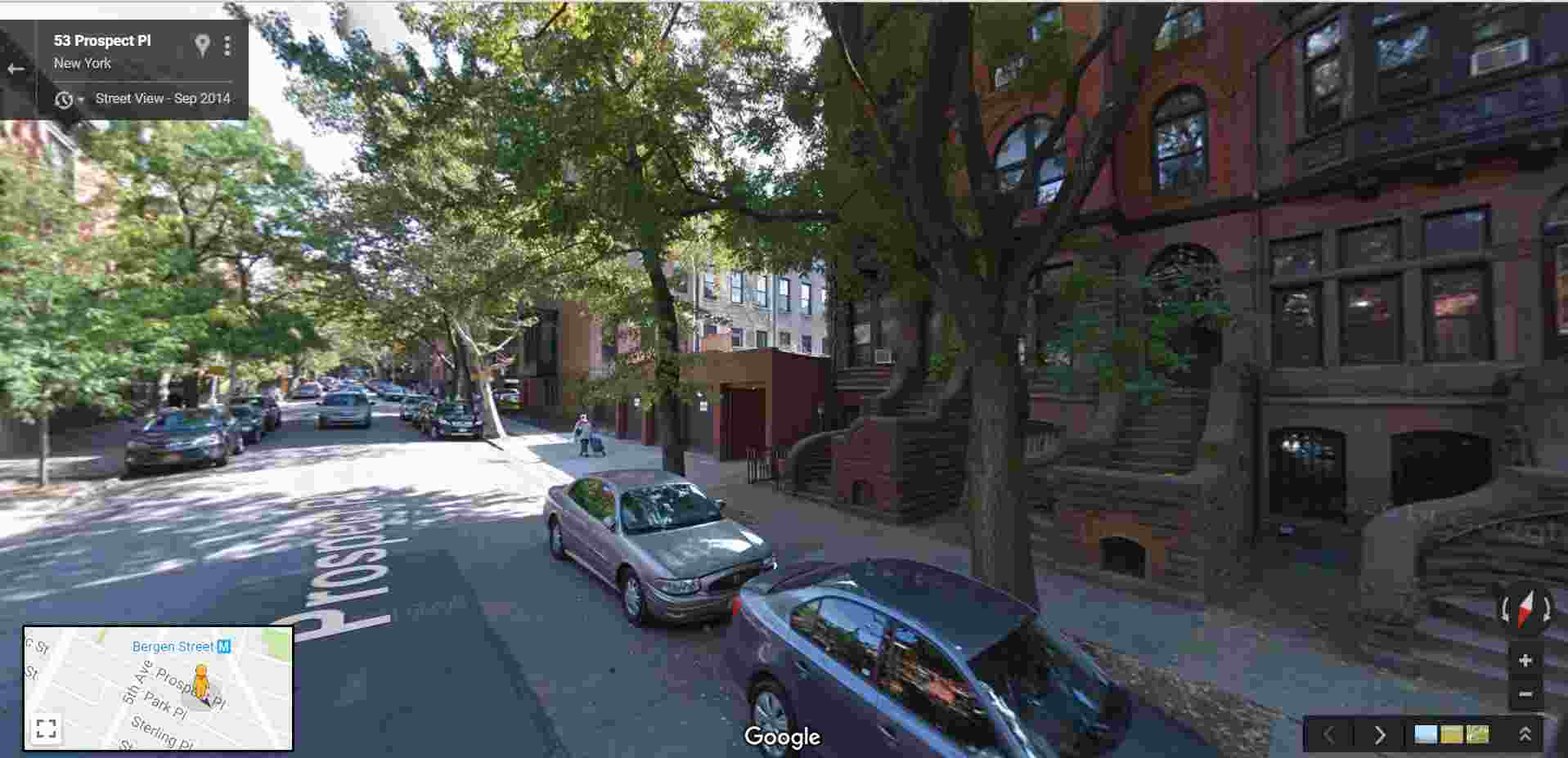 Prospect Place today where a tree came down in a "wind storm" in the summer of 1901 (courtesy Google Maps).